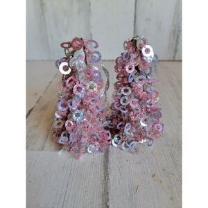 Pink sequin tree ornament set Xmas glitter cute unique